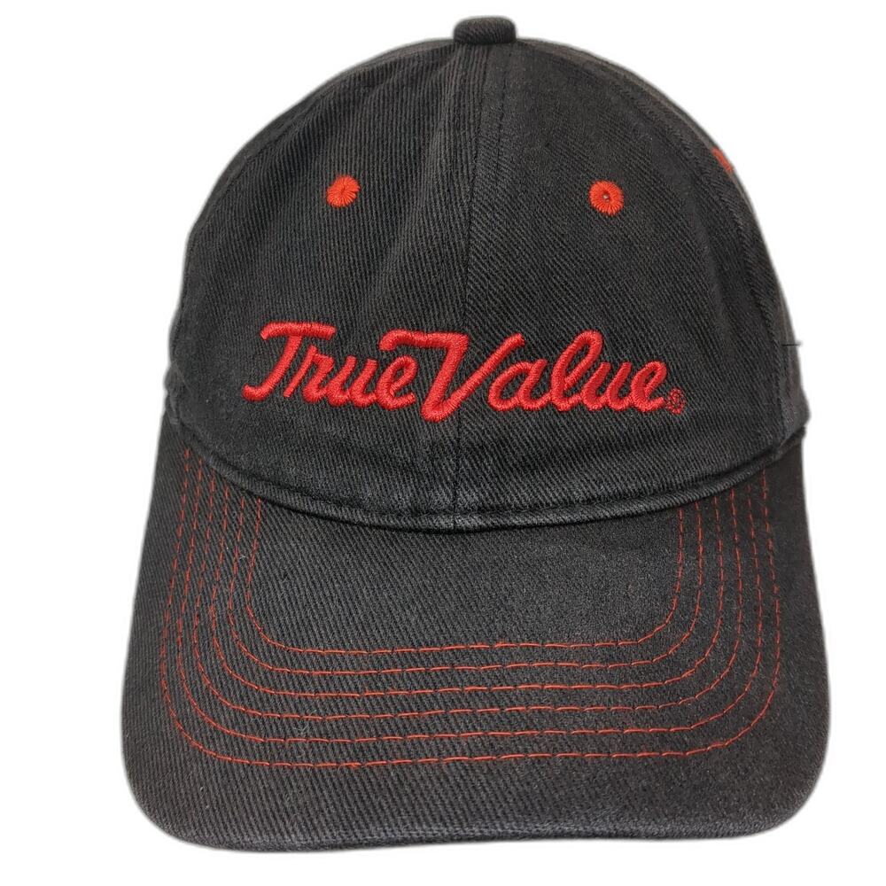 True Value Strapback Baseball Cap Black One Size Adjustable Embroidered OSI